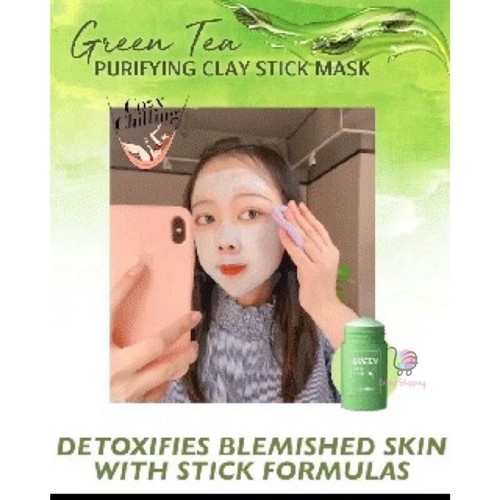 Green Tea Stick Mask Eggplant Oil Green Tea Mud Mask Blackhead Skincare - Picture 7 of 9