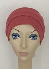 NWT Hats with Heart Chemo Hat 3-seam Turban   Persimmon   Soft Cotton Blend Knit