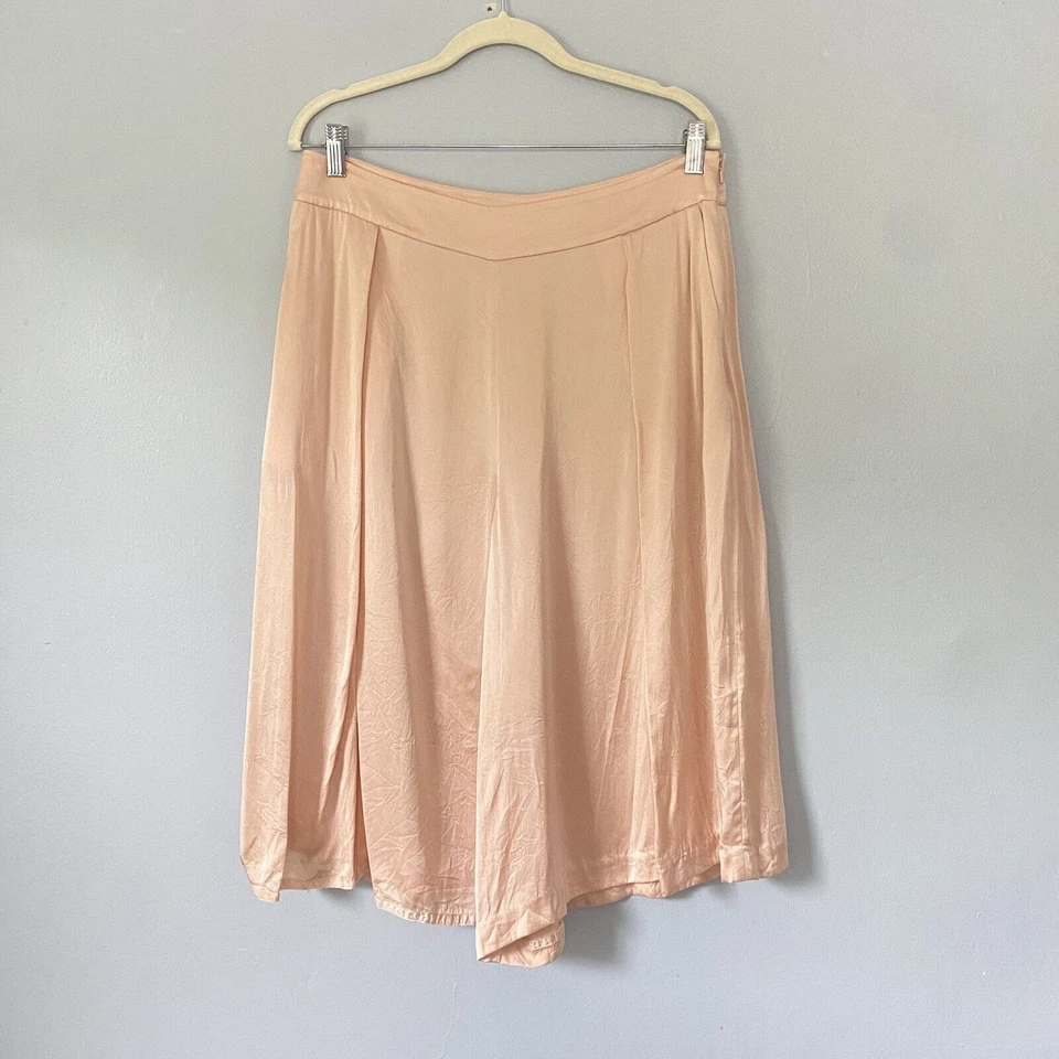 Magaschoni Culottes Talla 14 Melocotón 100% Seda Pantalones Cortos Falda Diseñador Lujo