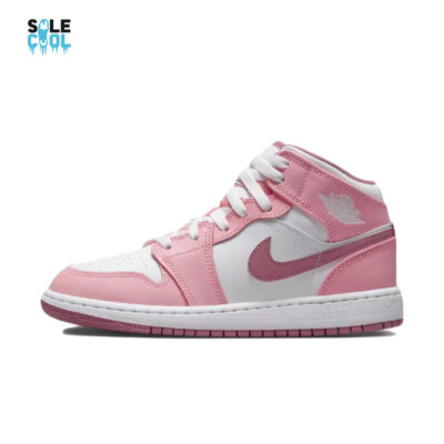 Nike Air Jordan 1 AJ1 Mid GS Coral Chalk White Pink Shoes Nike Air Jordan 1 AJ1 Mid GS Coral Chalk White Pink Shoes