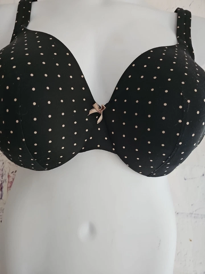 Sujetador Balconette Lane Bryant Cacique Ligeramente Forrado Negro Lunares 48C Ajustable Correas Foto 2 de 4