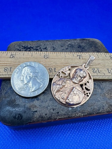 925 Silver Icon Pendant Medal Saint Nicholas Wonderworker Amulet gold plated old - Picture 20 of 21