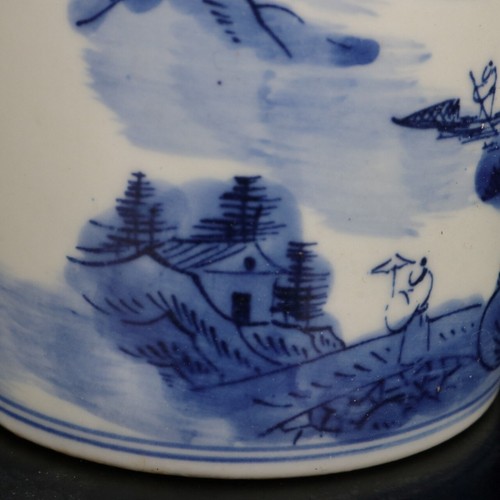 3.9" Collect Chinese Blue White Porcelain Mountain Water Scenery Brush Pot - Picture 4 of 9