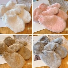 Women Girls Winter Solid Soft Thick Warm Fluffy Gloves Plush Mittens Cute Sweety