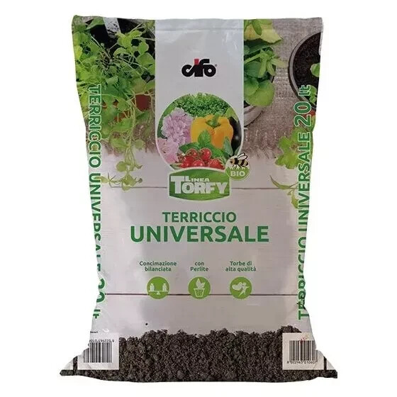 Terriccio Universale Alta Qualità CIFO TORFY 100% torba concime e perlite 20 LT