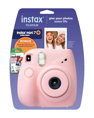 Fujifilm Instax Mini 7+ Camera Bonus Mini Instax Film Pack - Light Pink - [LN] 