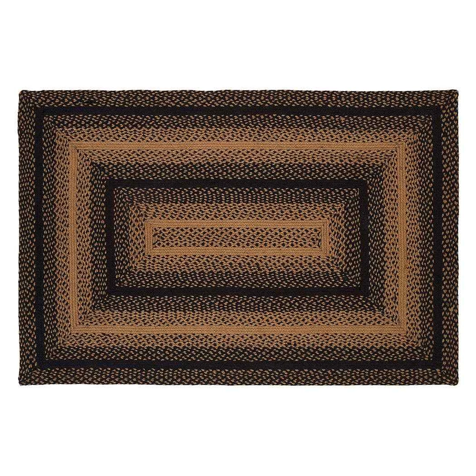 Ebony Braided Area Rug By IHF Rugs. Oval & Rectangle. Many Sizes. Black/Tan - Image 3 of 4