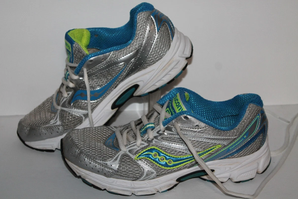 Saucony Cohesion 6 Running Shoes 15156 1 Wht Slvr Blue Lime Women s US 8