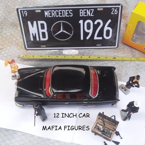 Vintage Tin Fiction Car Mercedes Benz 220-S (Cragstan Finny) Mafia Theme Diorama - Picture 6 of 10