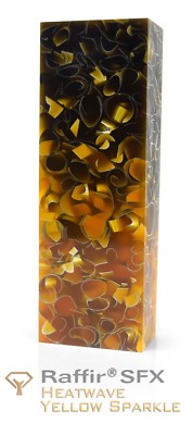 1 Yellow Raffir  Heatwave Sparkle 1.625'' x 4.75'' x 1'' Knife Handle Block