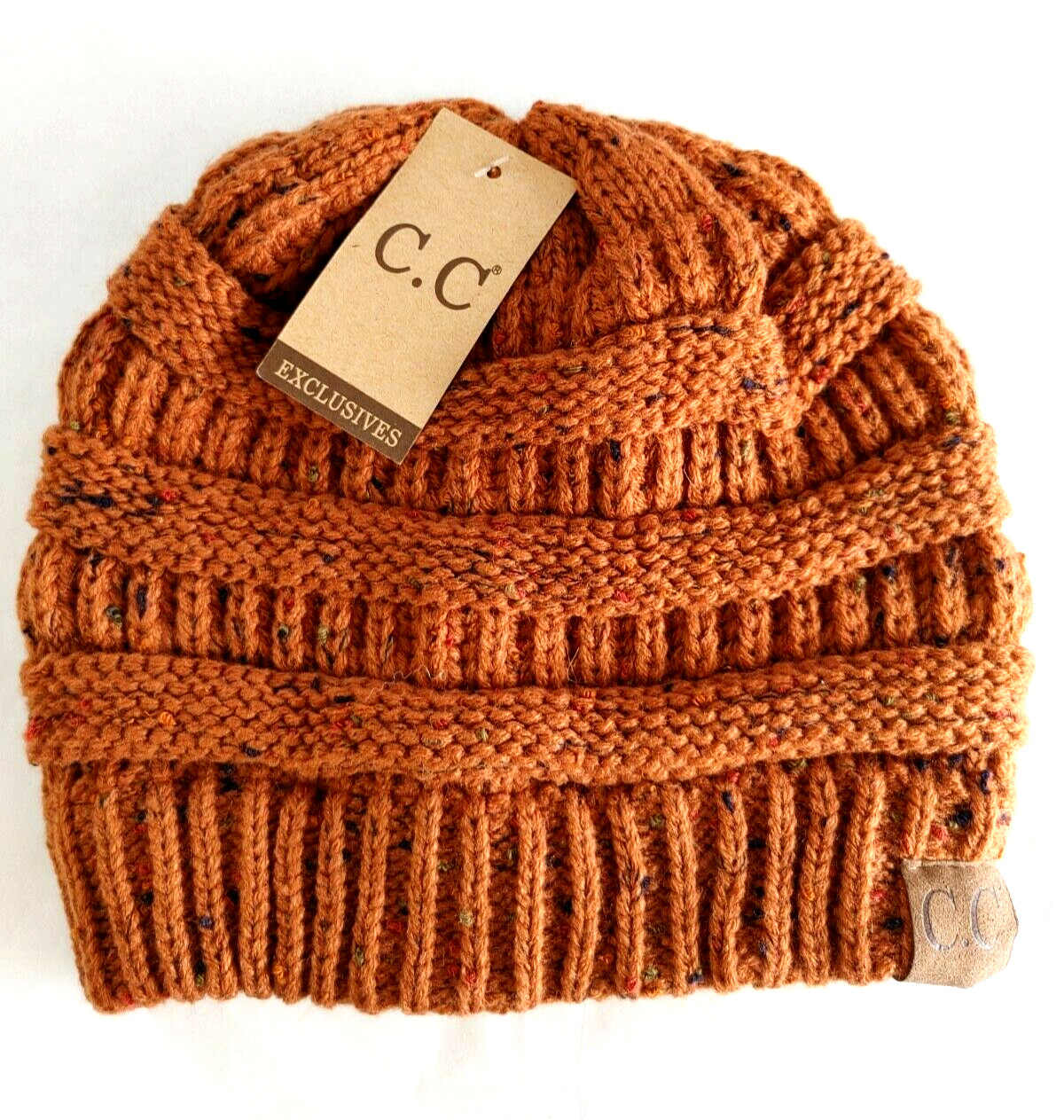 C.C Exclusives Beanie Hat Cable Knit Rust One Size New with Tag  #17384