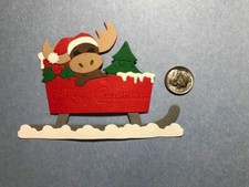HANDMADE Die Cut - 1 Moose Sled Scrapbook / Card Embellishment FREE SHIP