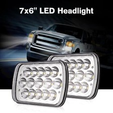 Pair 7x6 Chrome Led Headlights Hilo For Dodge D100 D150 D250 D350 1981-1993 Pair 7x6 Chrome Led Headlights Hilo For Dodge D100 D150 D250 D350 1981-1993
