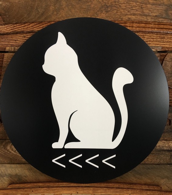 Cat/Kitten Bathroom Sign, Black/White, 12" Round (LEFT) eBay