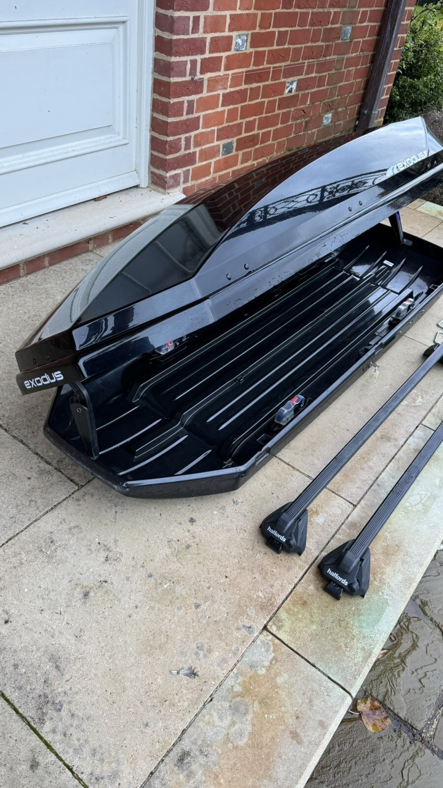 Exodus Black Roof Box 360L 60kg Max With Universal Roof Bars 110mm All