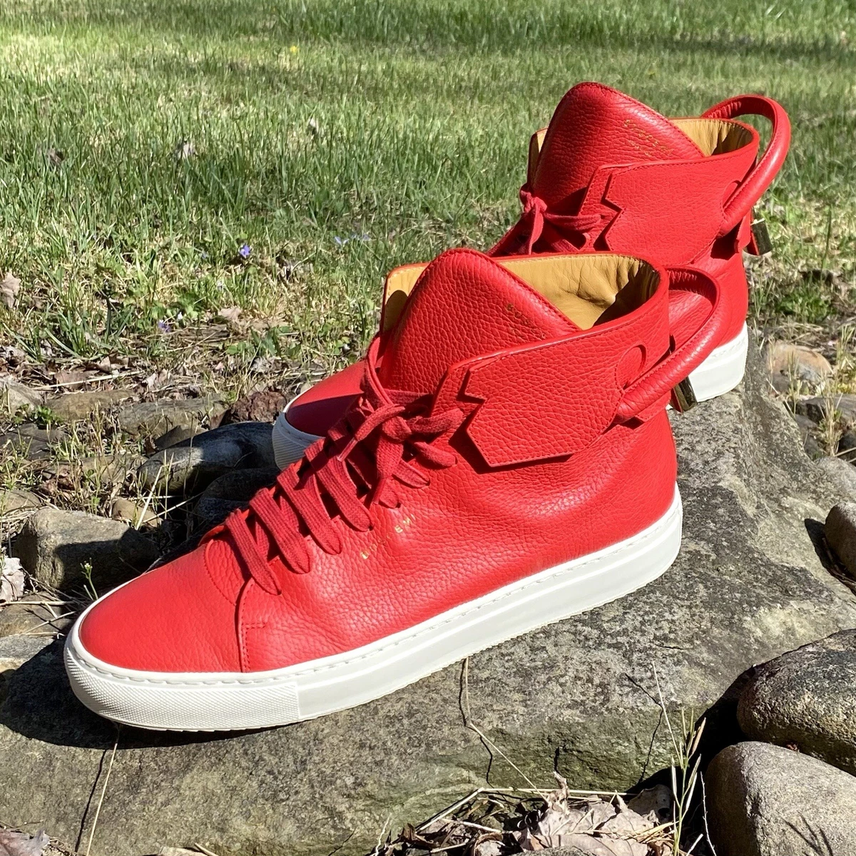 Buscemi Red / White Leather High-Top 45 Italy Plated Lock US 11.5 | eBay