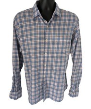 Peter Millar Men's XL Plaid Button Down Shirt Blue Red Long Sleeve 100 Cotton