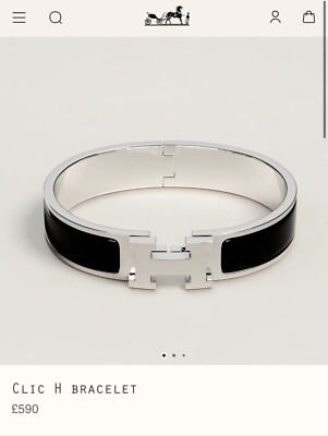Hermes Clic H Bracelet - Sliver And Black