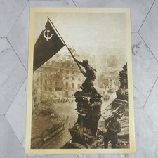 Battle of Berlin 1945 Raising the Flag over the Reichstag Postcard Red Army WWII