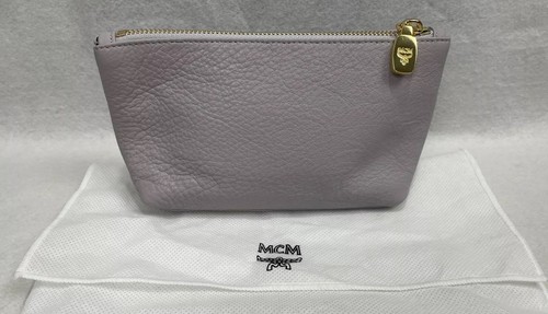 MCM Designer Cosmetic Makeup Bag Pouch Rare Lavender Pebble Leather Like New - Picture 2 of 7