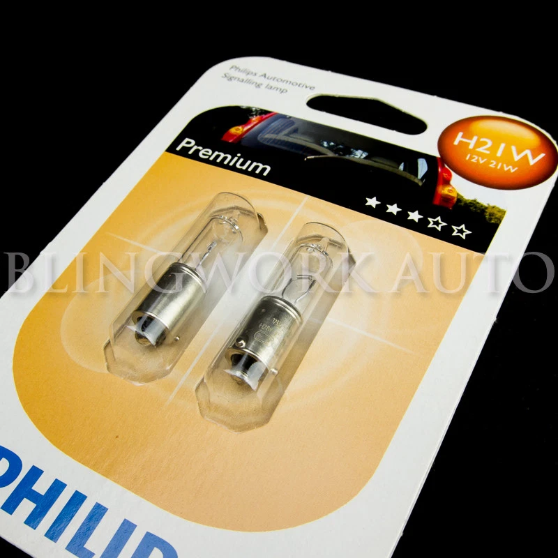 2pc Philips H21W BAY9S OEM Factory Standard Replacement Light Bulb Globe 21W 12V - Image 4 of 4