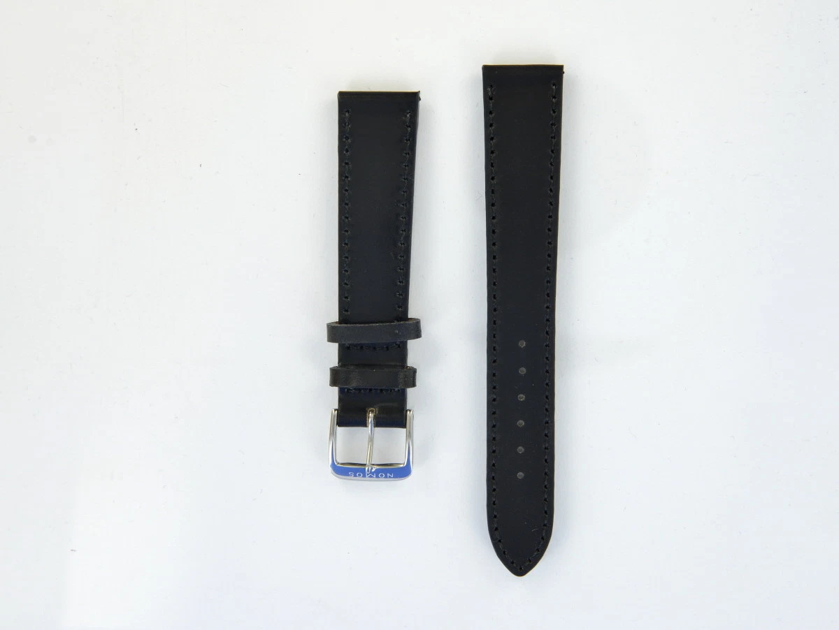 Manufaktur-Uhrenarmband Ku-LCc106N 20mm Schwarz HORWEEN SHELL CORDOVAN Leder Helle Naht Von KUKI