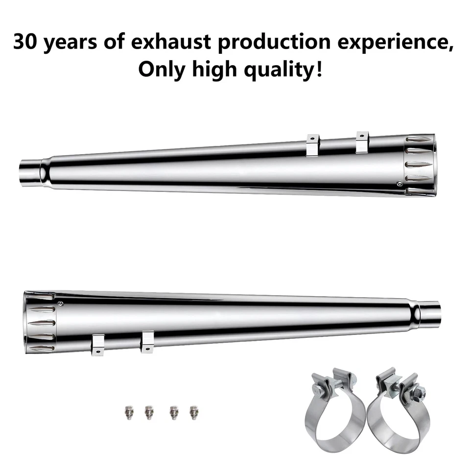 New4 "Slip On Mufflers, Fit 2017-UP Touring Street Glide Exhaust (Silver chrome) Foto 3 de 4