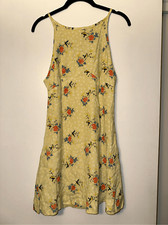 Urban Outfitters Dainty Green Floral Bird Pattern Open Back Dress Size 2 NWOT