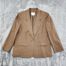 Vintage Pendleton Blazer Womens 12 Brown Silk Blend Single Button Office Preppy