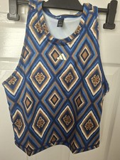 Womens Adidas Farm Rio Gym Top Vest Tank Top T Shirt Blue Size 14 New