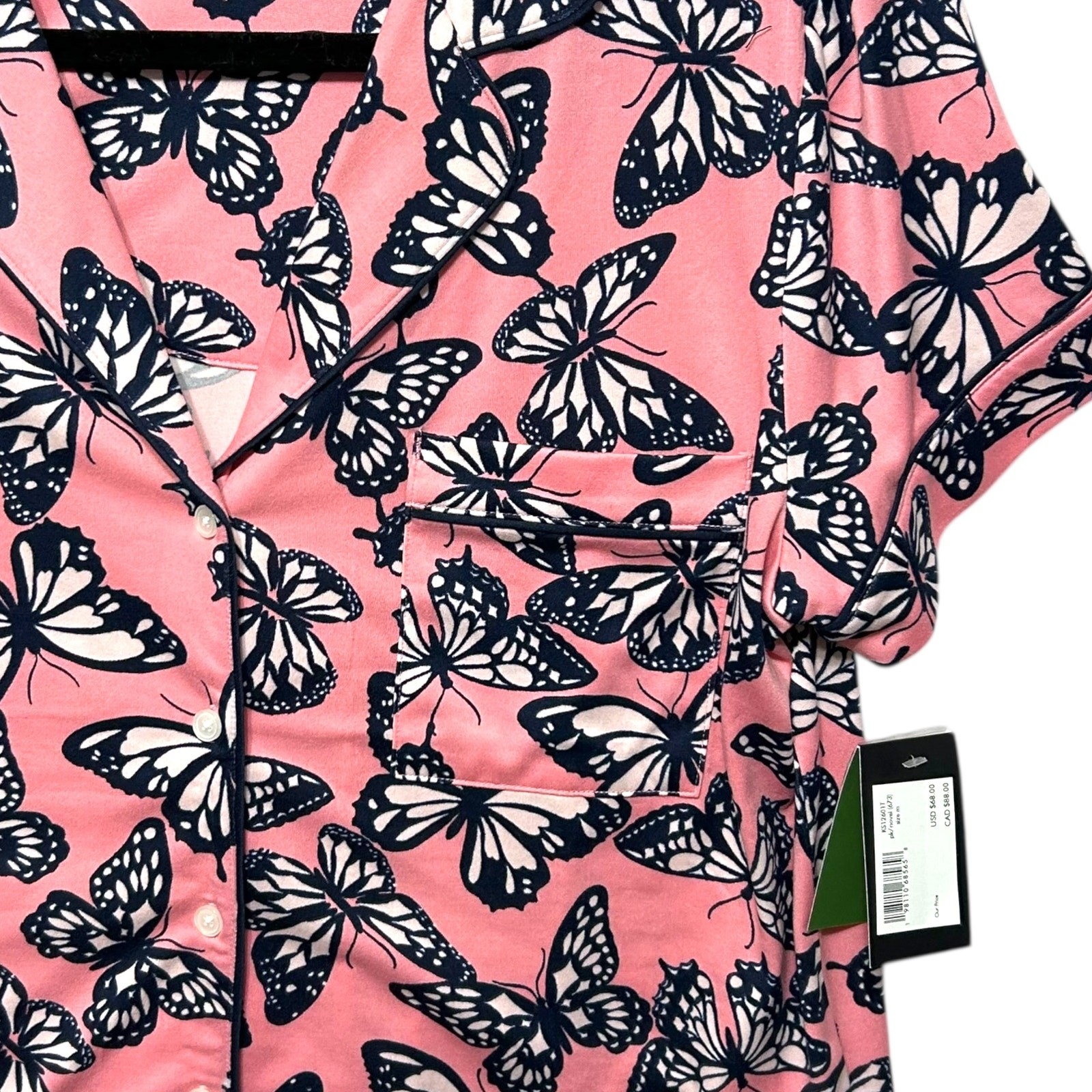Kate Spade Butterfly Print 2 Pc Pajama Set NWT Women's Sz S/M Pink Colorful Chic thumbnail 7