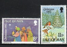 ISLE OF MAN #221-222 1982 CHRISTMAS MINT VF NH O.G
