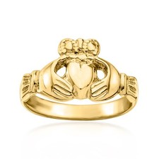 Vintage 14kt Yellow Gold Claddagh Ring. Size 5.75