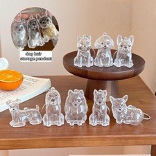 Cute Dog Hair Storage Keychain Transparent Pet Fur Keepsake Capsule Bag Pendant