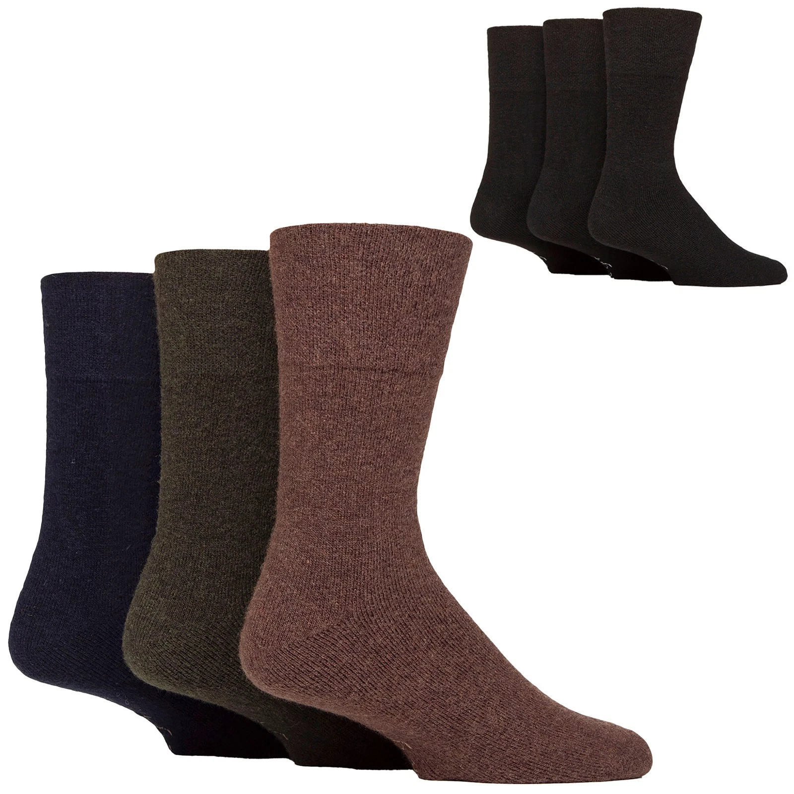 Gentle Grip - 3 Pack Men's Wool Boot Socks Warm Cushioned Hiking Crew