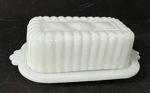 Vintage Hazel Atlas Milk Glass Half 1/2 Stick Butter Dish & Lid MCM