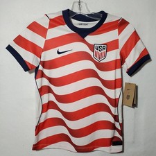 USA Soccer Jersey Youth Medium Boys Red Nike Dri-FIT USMNT Crest Wavy Shirt