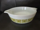 Vintage Pyrex Verde Square Green Flower 471 Round Casserole Dish 1 Pt No Lid