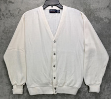 VTG Par Four Men's Cardigan Sweater Large (42-44) White Acrylic Grandpa USA Made