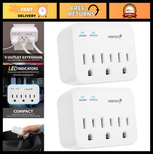 Heavy Duty 3 Outlet Surge Protector for Fridge, Microwave, Washer - 1200J, 2 Pac