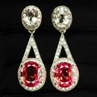 Vivid Padparadscha Peach Sapphire 24.20Ct 925 Sterling Silver Vanilla Earrings