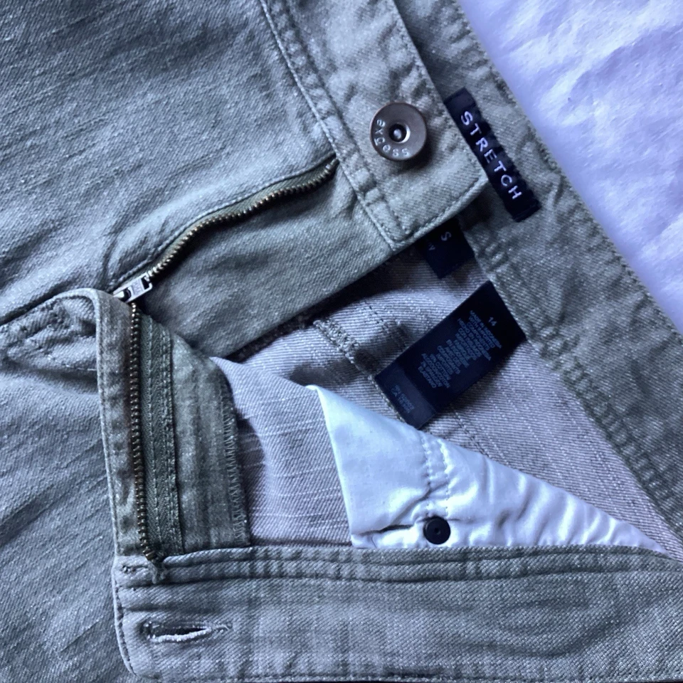 Jean largo corto capri Axcess Liz Claiborne gris mujer talla 14 elástico grunge Foto 3 de 4