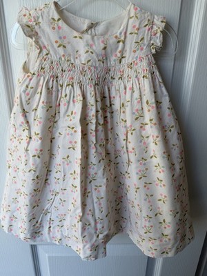 Bonpoint Cherry Print Smocked Sleeveless Dress Size 3