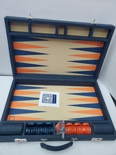 Backgammon Set 21 Tournament Size Blue Leathe...