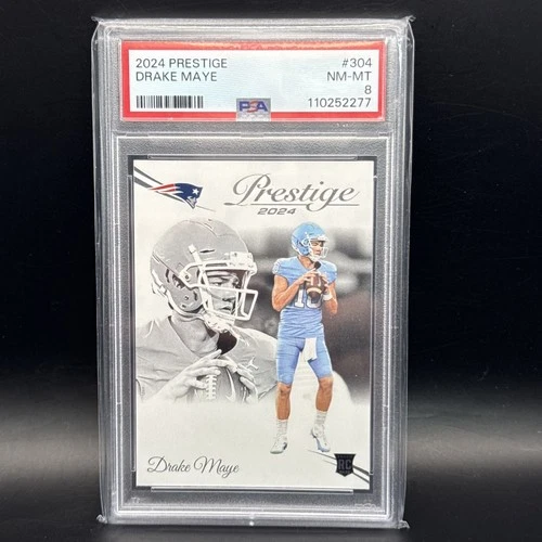 🔥 2024 Panini Prestige Drake Maye Rookie PSA 8 | Patriots QB 🔥 Rookie RC