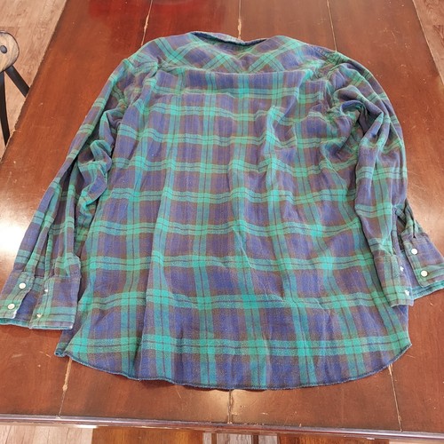 Wrangler Clothing Company Pearl Snap Plaid Shirt Mens 2XL Tall Blue - Picture 6 of 6