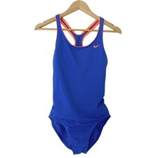 Nike Womens Racerback Swimsuit Two Tone Blue Built in Bra padded Size Medium