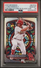 JJ Wetherholt 2025 Bowman #BCP22 Etched In Glass Variation PSA 10 1st