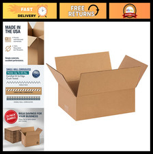 25-Pack Flat Shipping Boxes 14"x8"x6" - Corrugated Cardboard for Moving, Packing