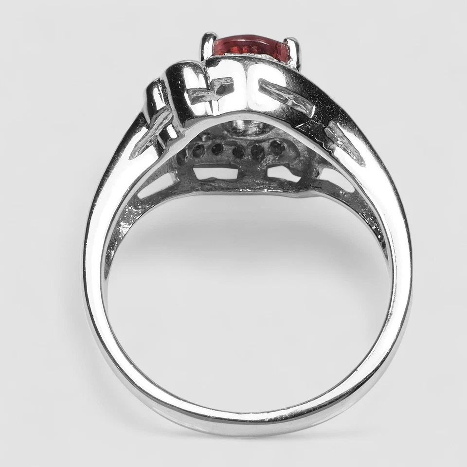 Anillos finos de joyería de plata esterlina 925 rara de turmalina Padparadscha rosa de 1,40 quilates Foto 4 de 4